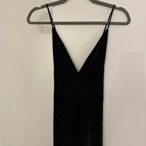 I.AM.GIA Black Backless Dress with silver appliqué dots